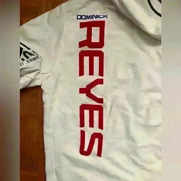 REEBOK UFC domink reyes walkout white hoodie MENS XL - Picture 6 of 8